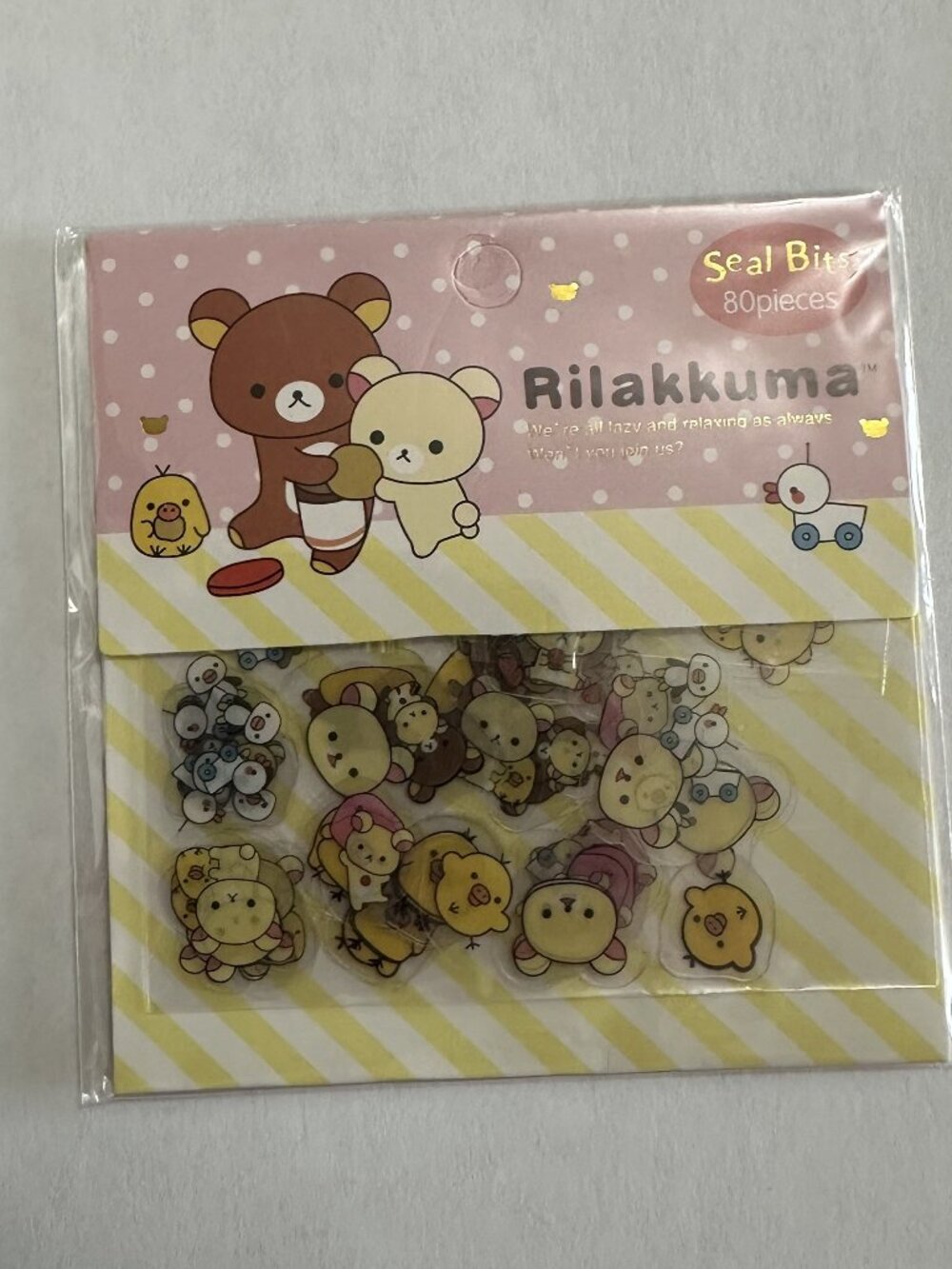 3 For $25 - San-X Japan Rilakkuma "Seal Bits" Flake Stickers
